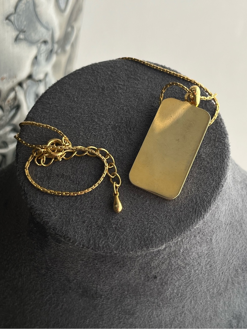 Authentic Vintage Dior Two-Tone Gold and Silver Rectangular Pendant Necklace - Picture 3 of 4